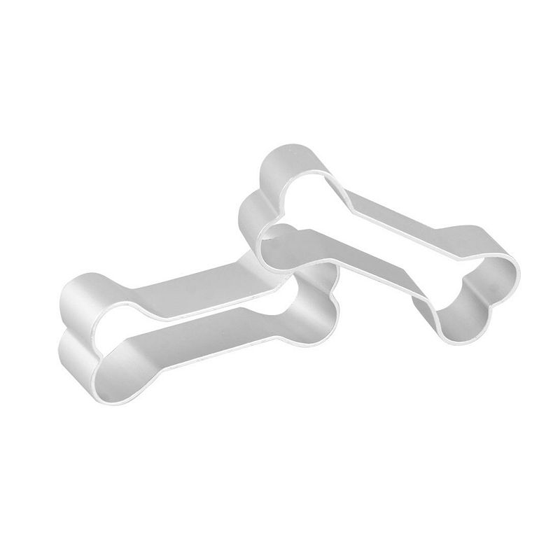 2 Pcs Aluminum Alloy Dog Bone Shaped Cake Cookie Cutter