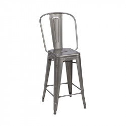 Tabouret TOLIX Grand dossier Brut verni - Tabouret de bar extérieur H65cm