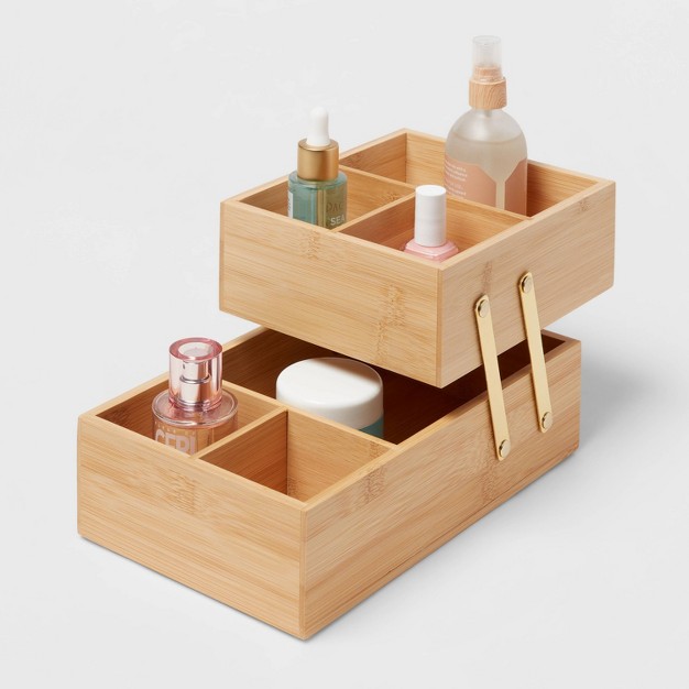 X 6 quot X 5 quot Hinged Bamboo Countertop Organizer