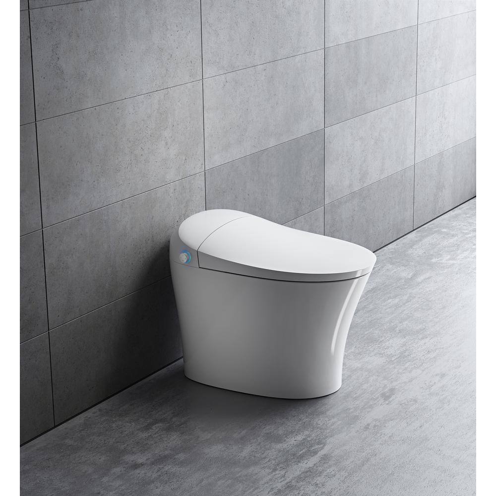 HOROW 11.27 GPF Tankless Elongated Smart Toilet Bidet in White with Frontrear Wash and Auto Flush HR-0015