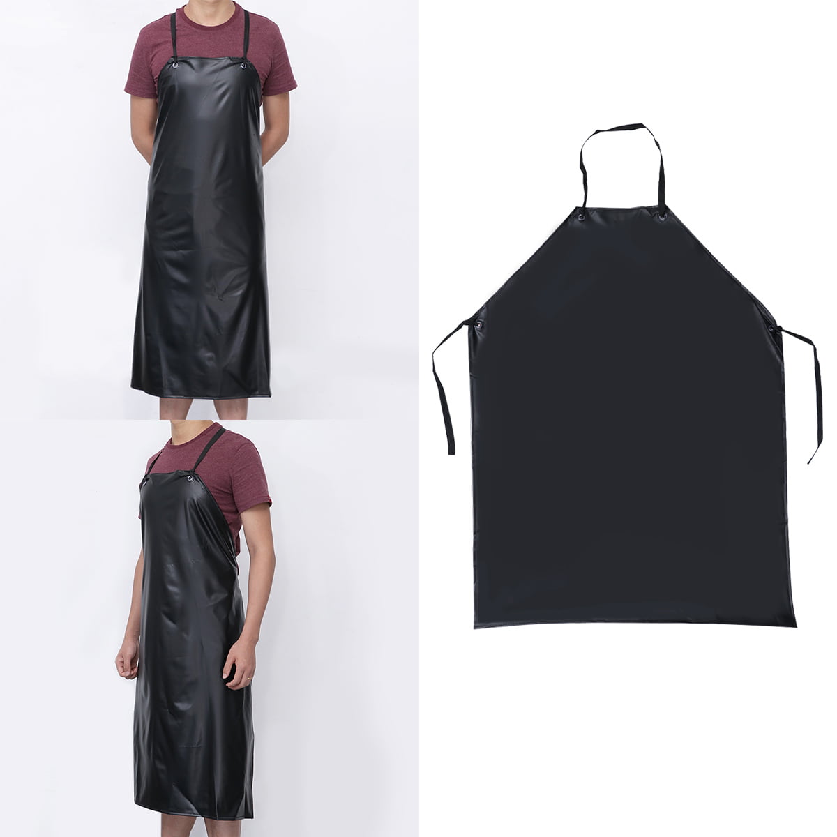 Waterproof Unisex Heavy Duty Apron for Butchers Kitchen (Black)