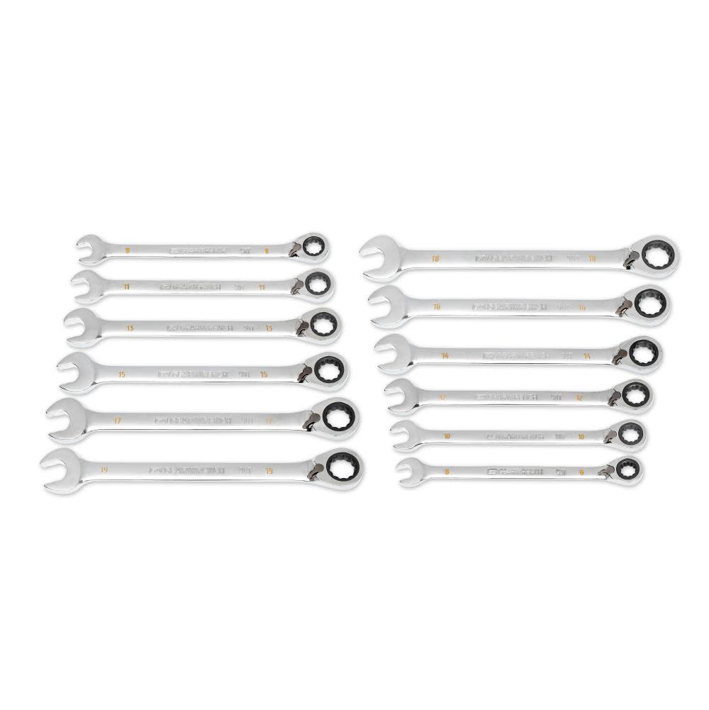 GEARWRENCH Ratcheting Wrench Set 90 Tooth 12 Point Metric Reversible 12pc 86627 from GEARWRENCH