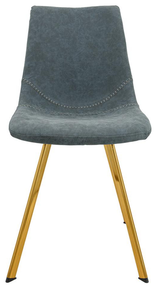 Leisuremod Markley Modern Leather Dining Chair With Gold Legs Mcg18Bu   Contemporary   Dining Chairs   by GwG Outlet  Houzz