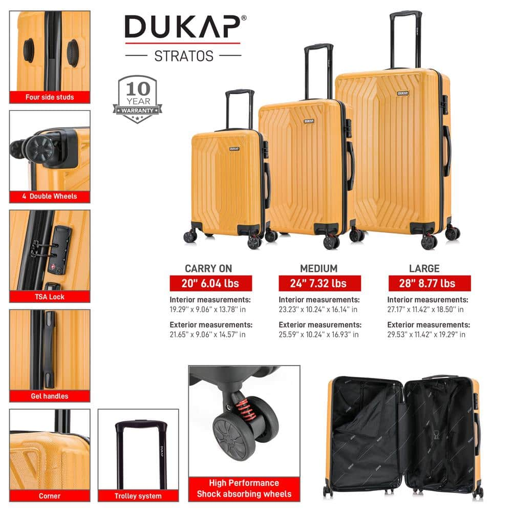 DUKAP Stratos Lightweight Hardside Spinner 3-Piece Luggage Set 20 in., 24 in., 28 in. in Terracota DKSTRSML-TER