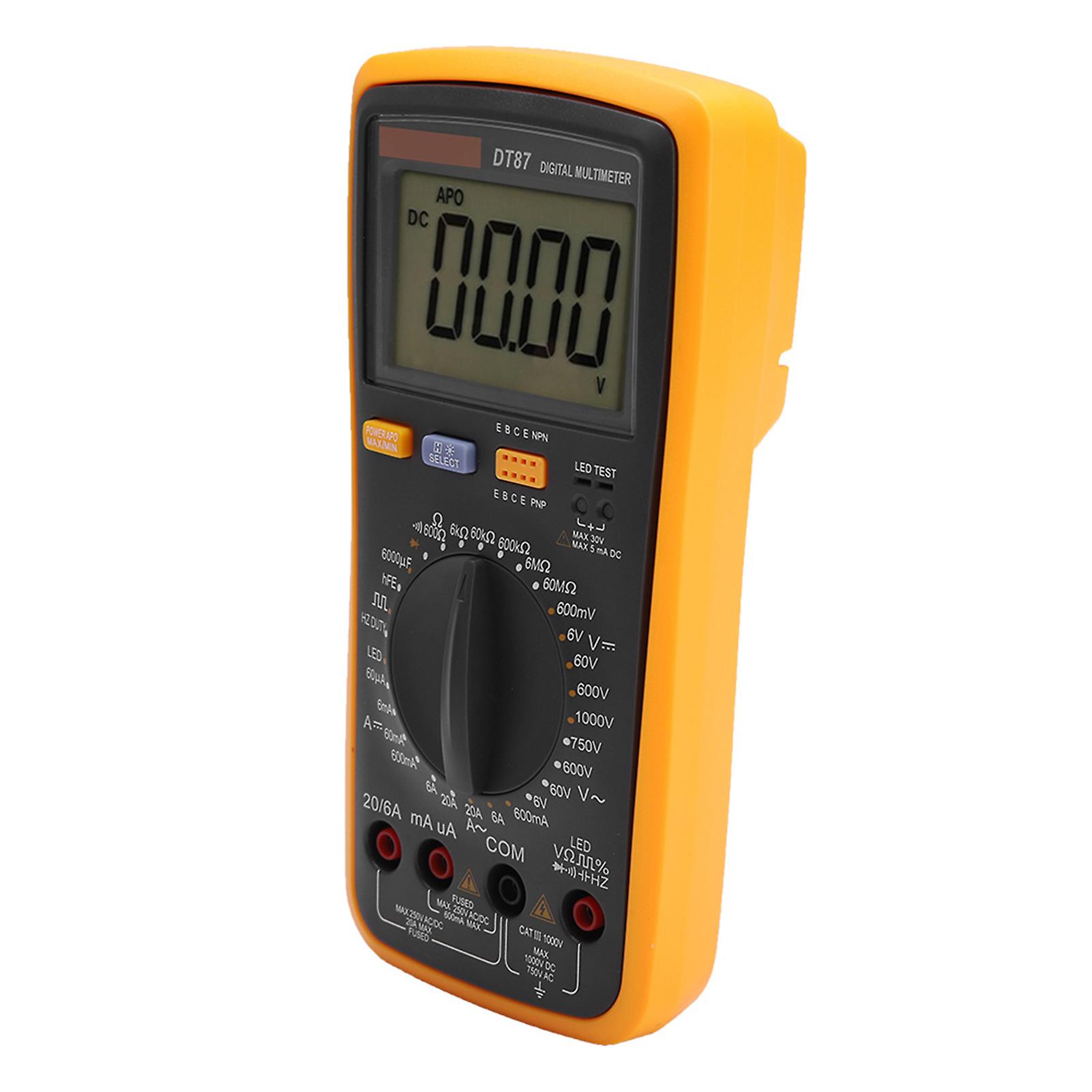 Dt87 Multimeter 6000 Counts Ac/dc Volt Amp Ohm Capacitance Frequency Duty Cycle Diode Test