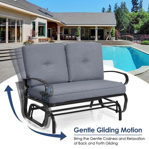 Costway 2Person Outdoor Swing Glider Chair Bench Loveseat Cushioned