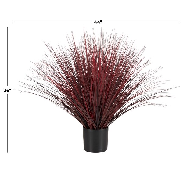 Green or Red Faux Foliage Onion Grass Artificial Plant with Black Plastic Pot