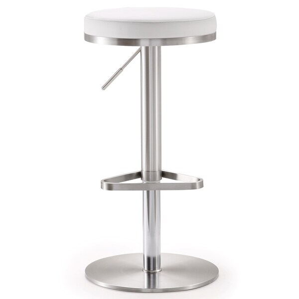 Fano Stainless Steel Faux Leather Adjustable Round Barstool