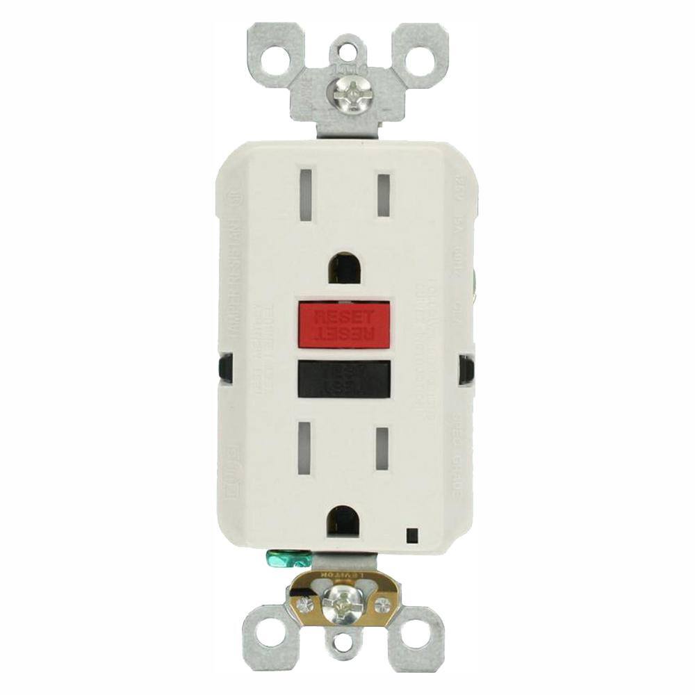 Leviton 15 Amp Self-Test SmartlockPro Slim Duplex Tamper Resistant GFCI Outlet White (3-Pack) M99-GFTR1-R3W