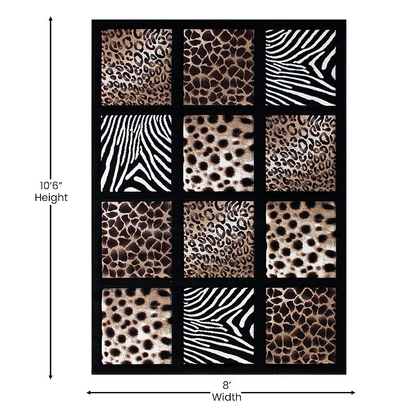 Masada Rugs Masada Rugs 8'x10' Modern Area Rug with Animal Prints - Design S251 Black