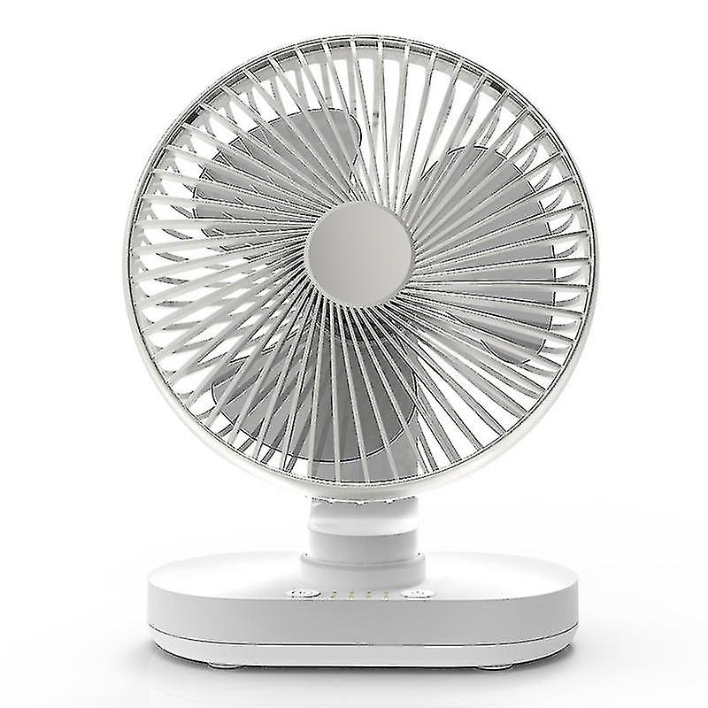 Desk Fan，auto Quiet Battery Fan 16.5cm，4 Speeds， 4000mah Usb Rechargeable Battery Operated，silver