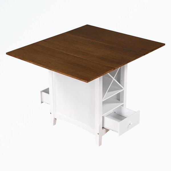 Wood Counter Height Dining Table with Drop Leaf