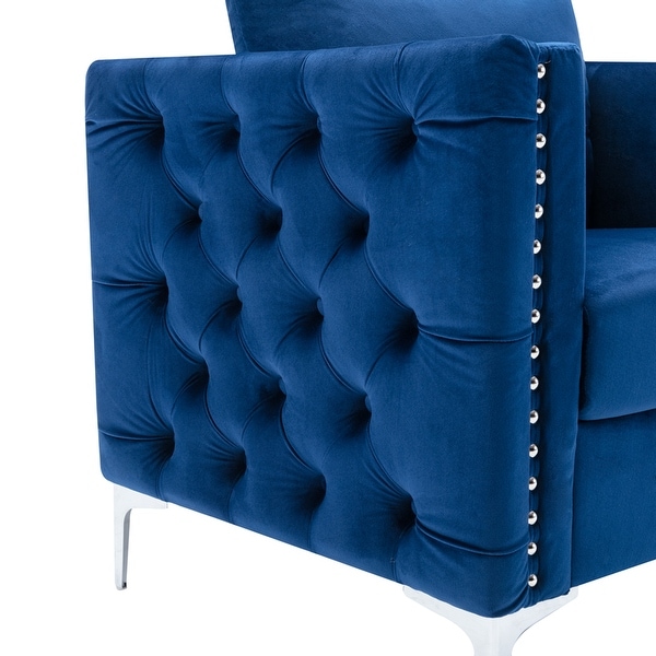 Tufted Button Accent Chair with Steel Legs