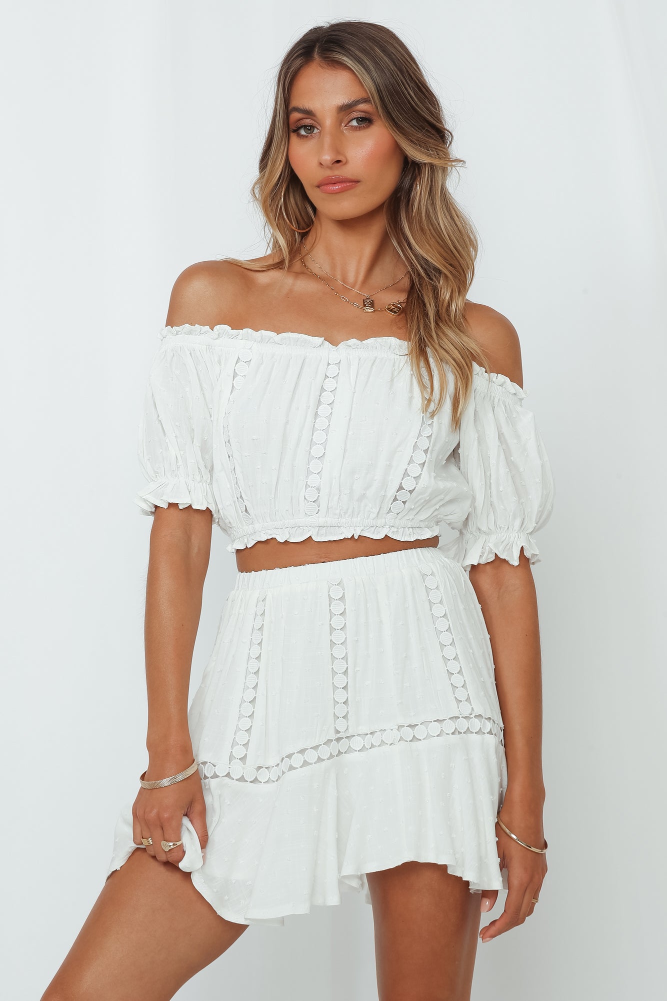 Heart Throb Alert Crop White