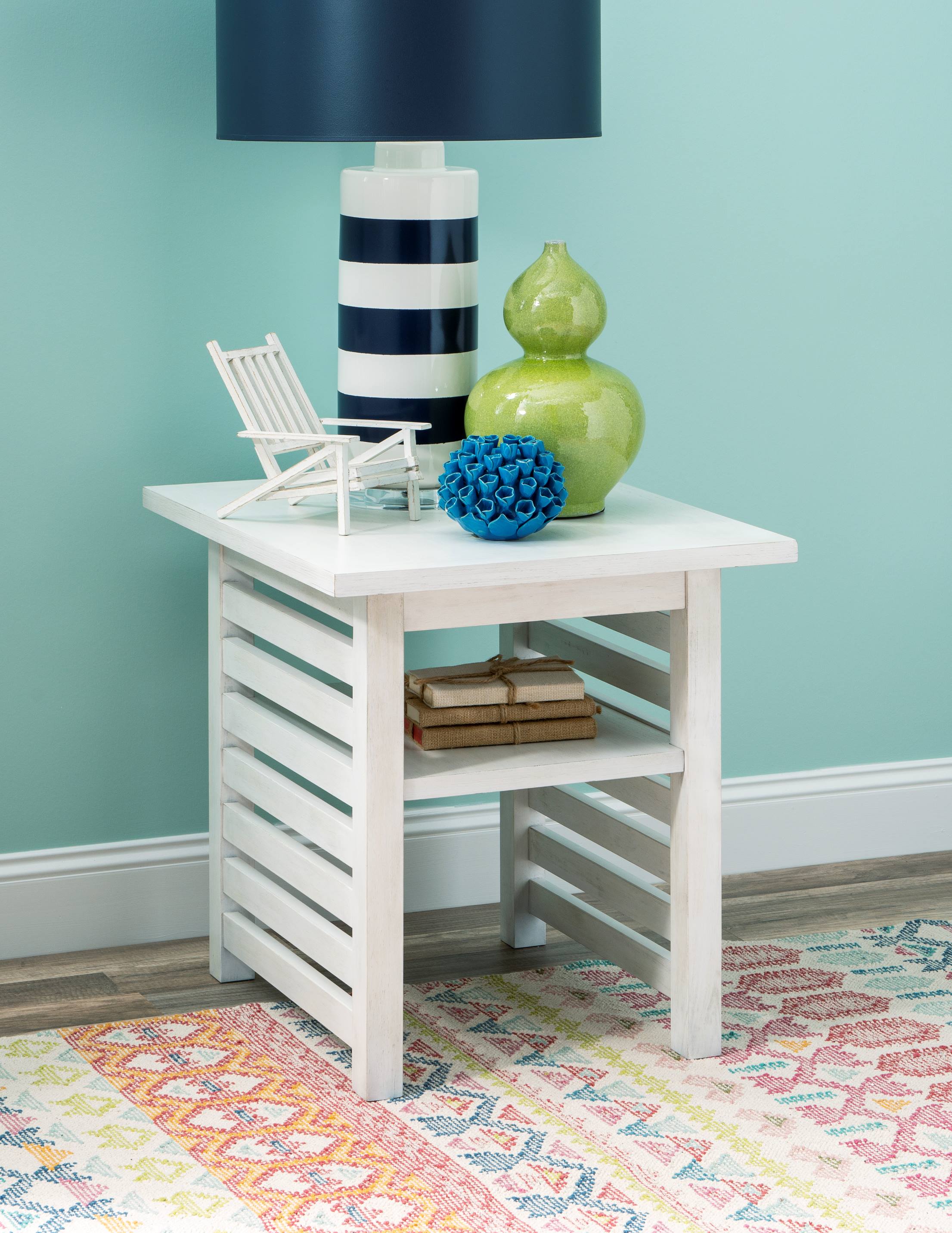 Coastal White 22 Square End Table