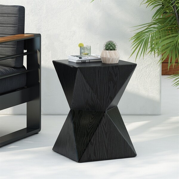 Prismatic WoodLike Grain Indoor Outdoor Lightweight Concrete Side Table