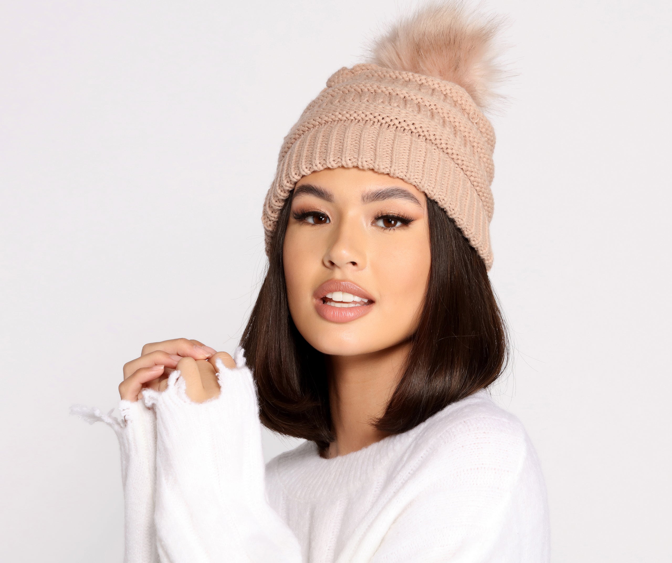 Chunky Knit Pom Beanie