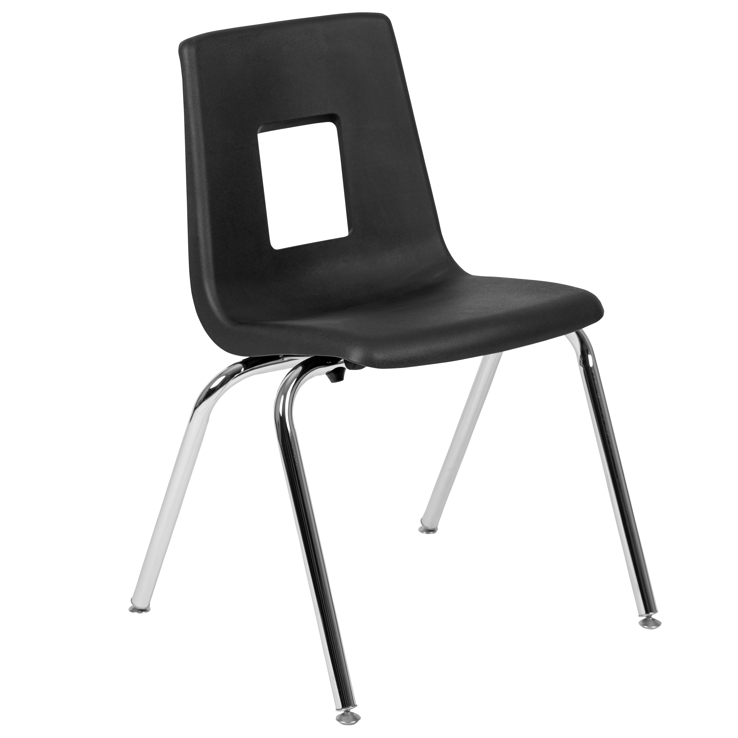 BizChair 4-pack Black Student Stack School Chair - 18-inch