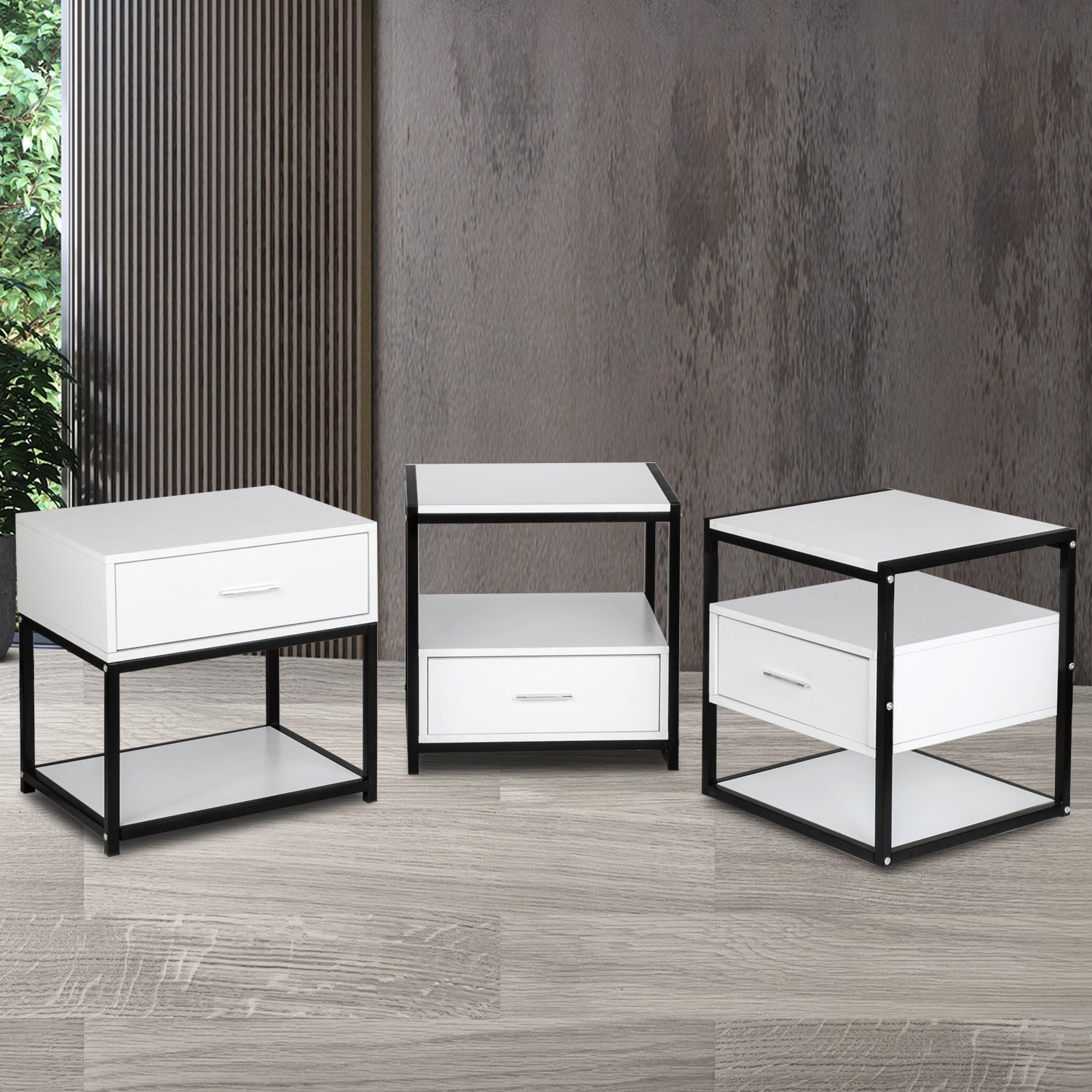 UBesGoo Modern And Simple Style Nightstand End Table With Drawer White