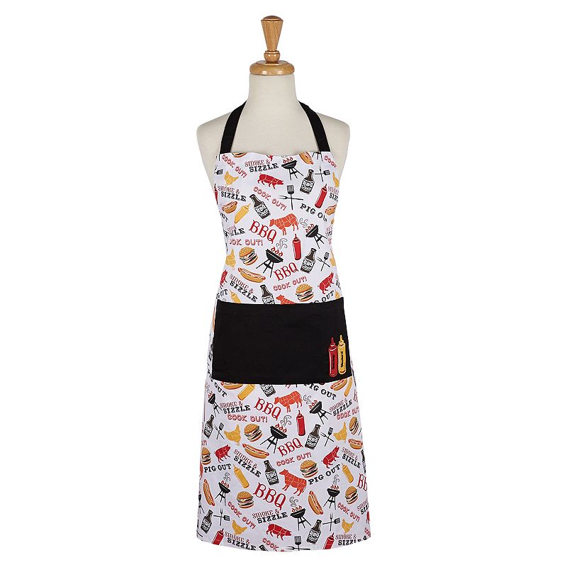 35 Red and Night Black BBQ Printed Chef Apron