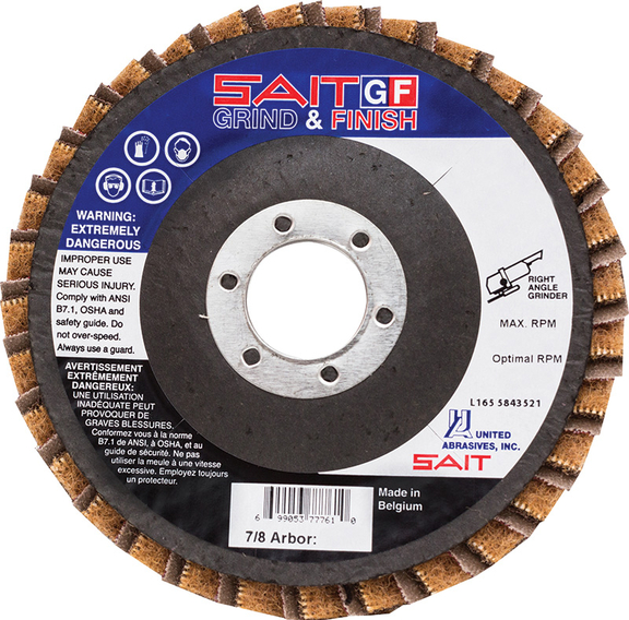 SAIT 77728   Gf Inerleaf Flap Disc 5X7/8 A/O 150 V...