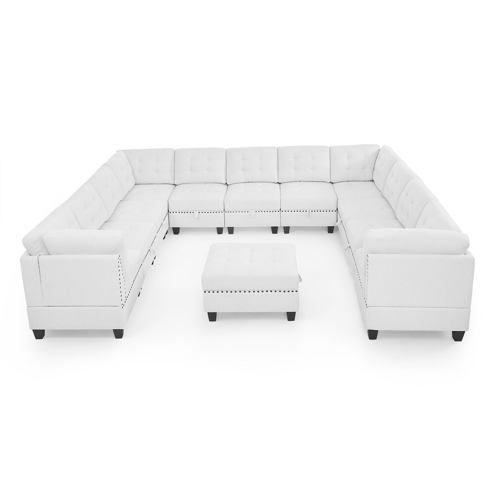 12 Piece U Shaped Modular Sectional Sofa with Bonus Storage