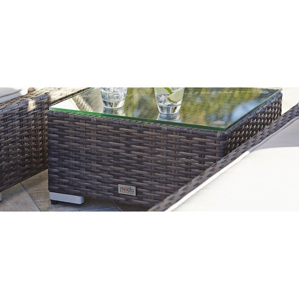 3-piece Outdoor Sun Chaise Lounger Set Wicker Patio Chairs and Side Table by Moda Furnishings