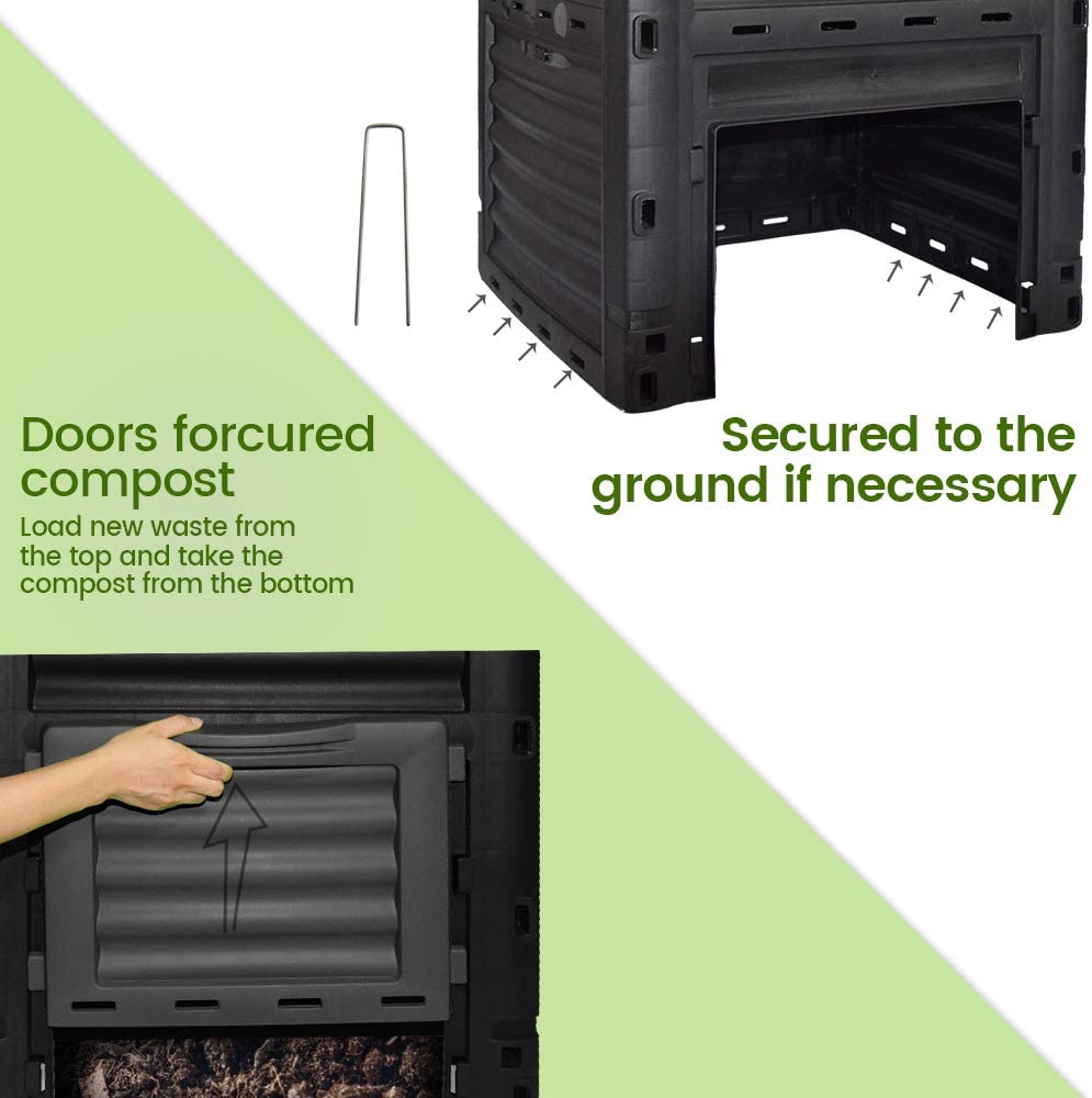 Garden Compost Bin from BPA Free Material  80 Gallon(300 L)  Easy Assembling  Large Capacity  Fast Creation of  Soil