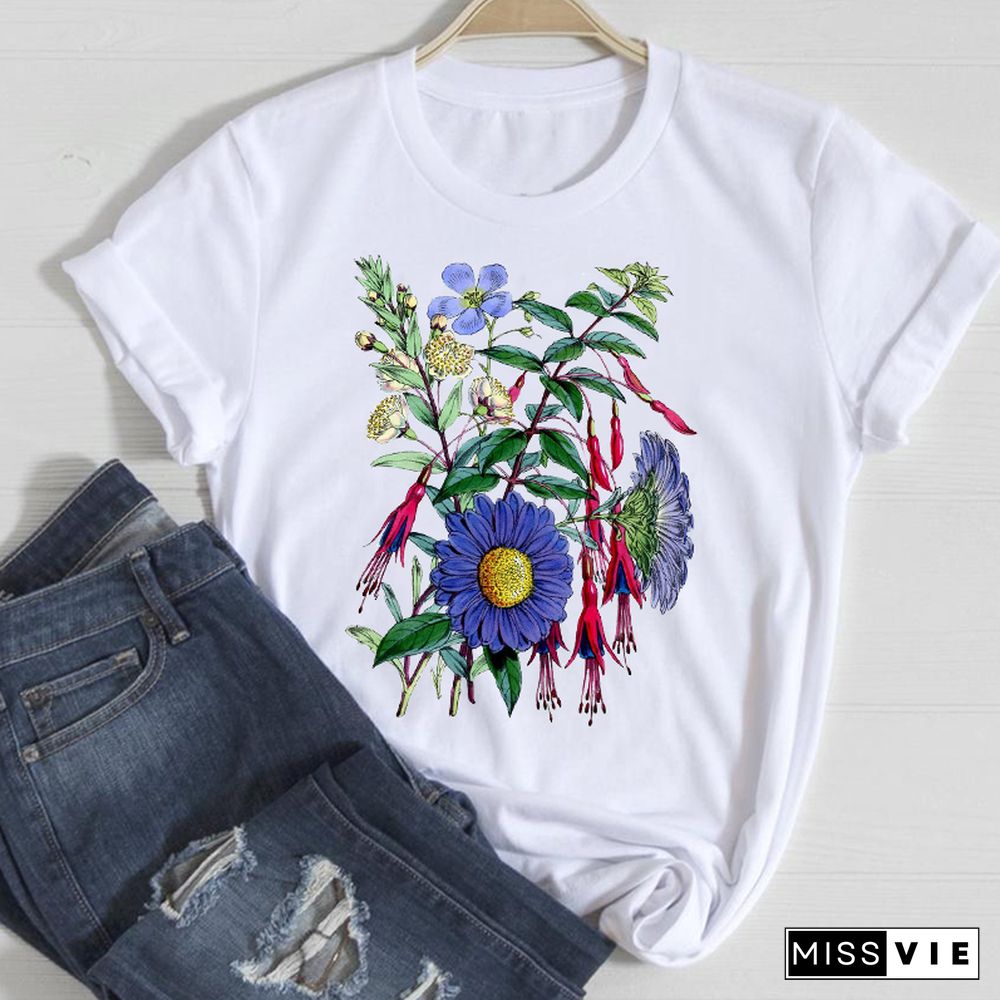 T-shirts Women Witch Floral Fashion Cute 90s Cute Spring Summer Clothes Graphic Tshirt Top Lady Print Female Tee T-Shirt