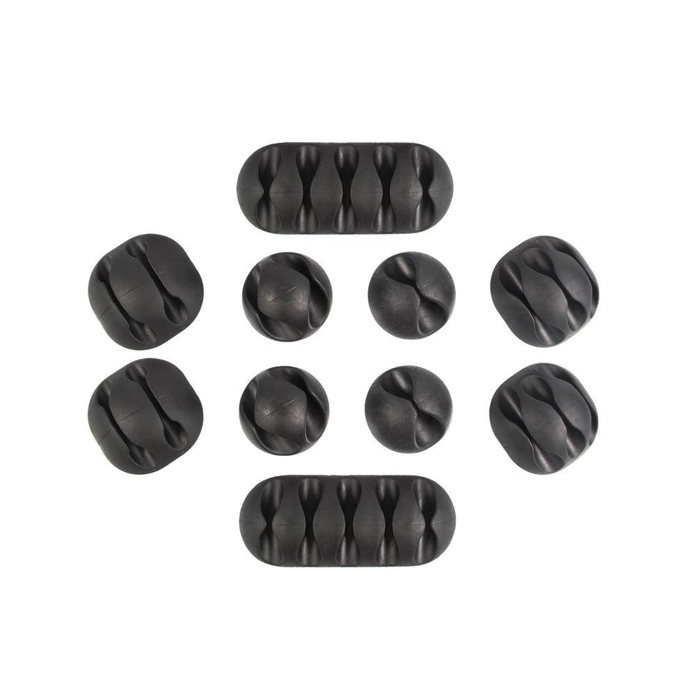 QualGear Multipurpose Cable Clips Holders Black 10-Pack CCH-B-10-B