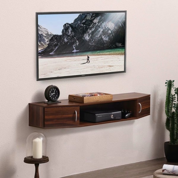 FITUEYES Wall Mounted TV Media Console Floating Desk Storage Hutch