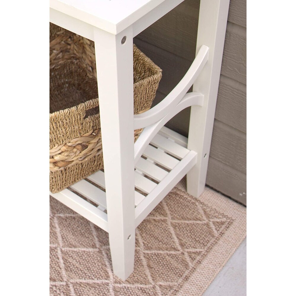 Bridgeport Outdoor Wood Patio Console Bar Table   Off Whtie