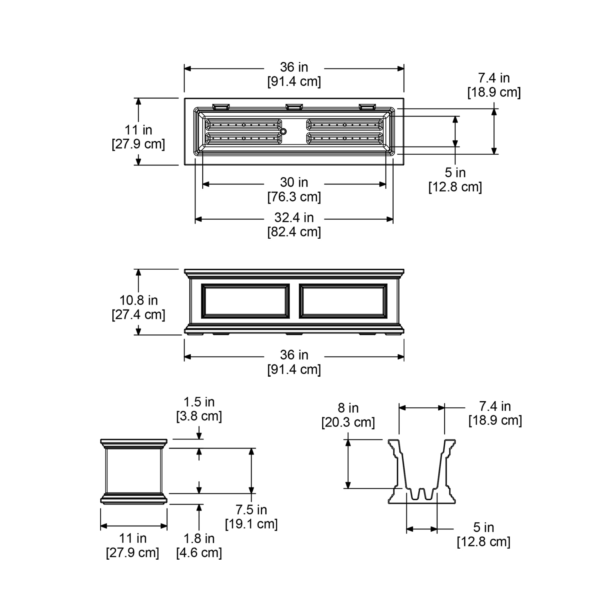 Mayne 36-Inch Rectangle Polyethylene Fairfield Window Box