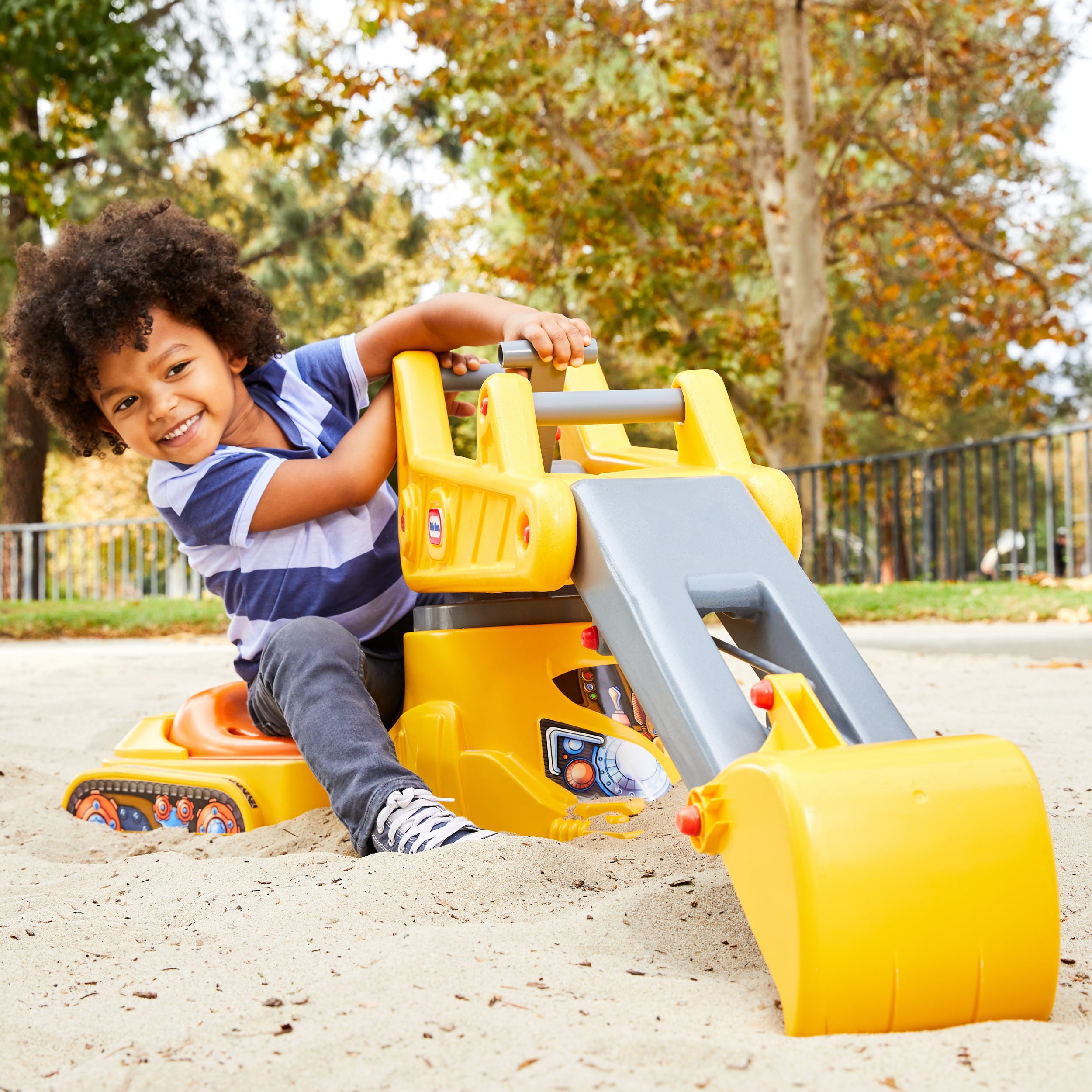 Little Tikes You Drive Sand Toy Excavator with Swivel For Sit and Stand Scoop and Dump Play Set with Kid-Sized Crane, Yellow- Toys For Kids Toddlers Boys Girls Ages 3 4 5+