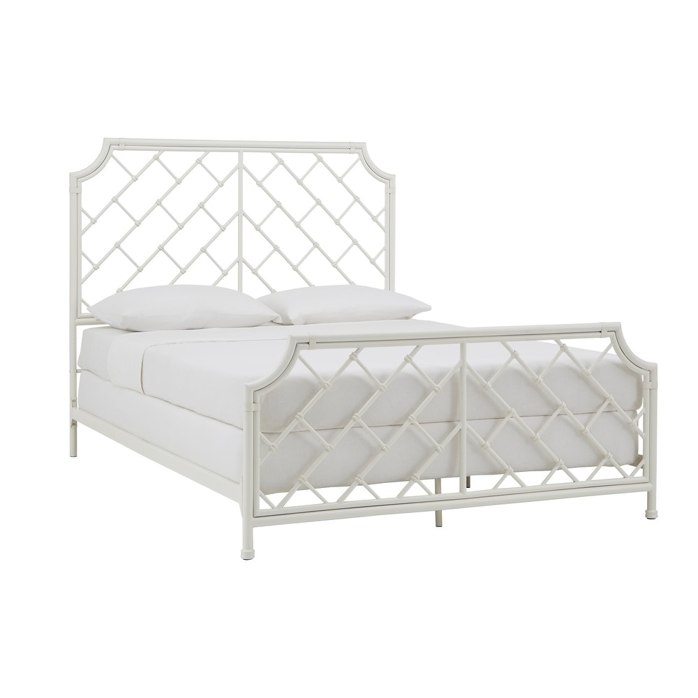 Nelle Geometric Mosaic White Metal Queen Bed by iNSPIRE Q Classic