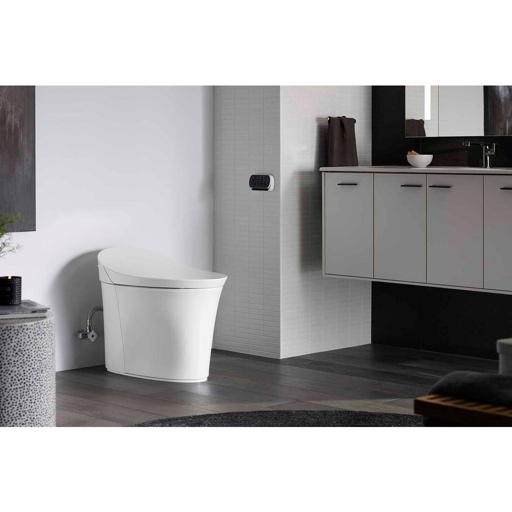 KOHLER Veil Comfort Height Intelligent 1-Piece 0.8 GPF Dual Flush Elongated Toilet in White with built in bidet Seat Included K-5401-PA-0