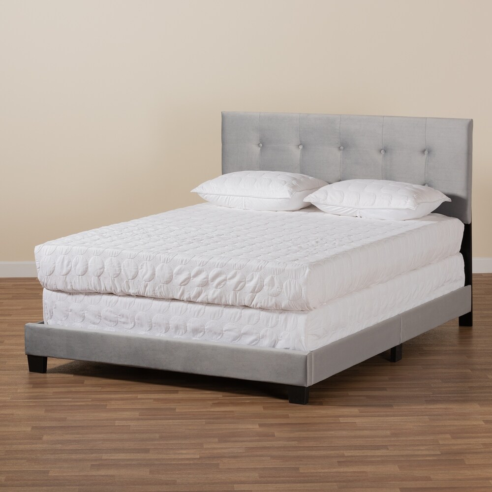 Caprice Modern Glam Velvet Fabric Upholstered Panel Bed