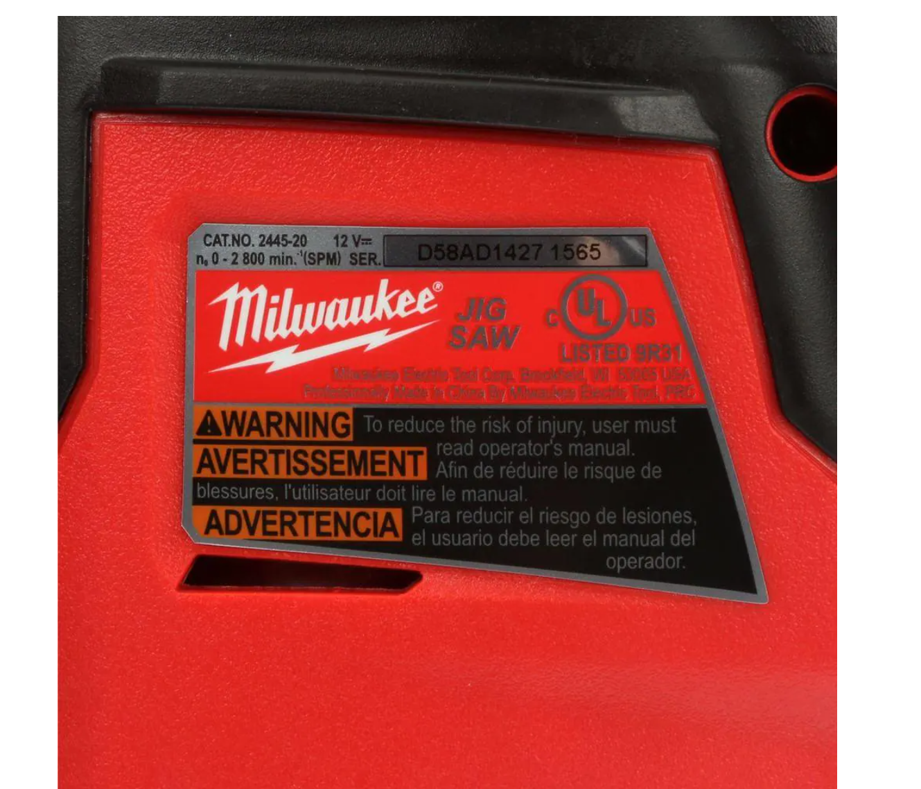 Milwaukee 2445-20-48-11-2440 M12 12V Lithium-Ion Cordless Jig Saw with 4.0 Ah Battery