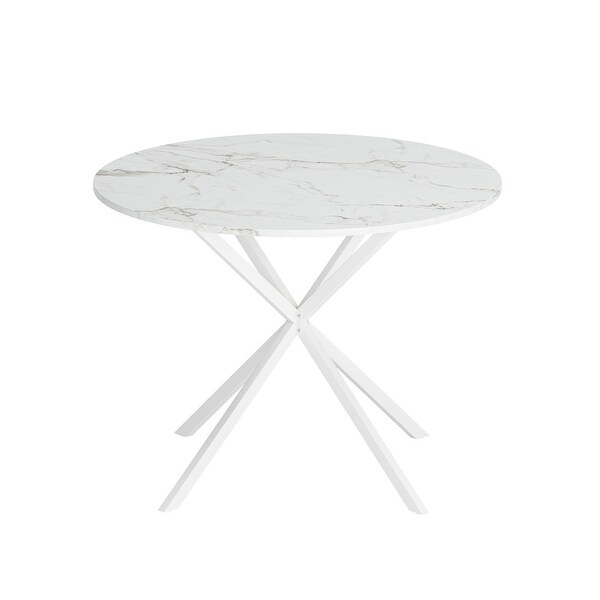 42.13'' Modern Cross Leg Round Dining Table for 2 People，Kitchen Bar Table with 2Piece Removable Top