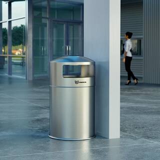 HLS COMMERCIAL 50 Gal. Stainless Steel Outdoor Trash Can Galvanized Steel Inner Bin Removable Ashtray Dual Side Entry for Business THD50DSO