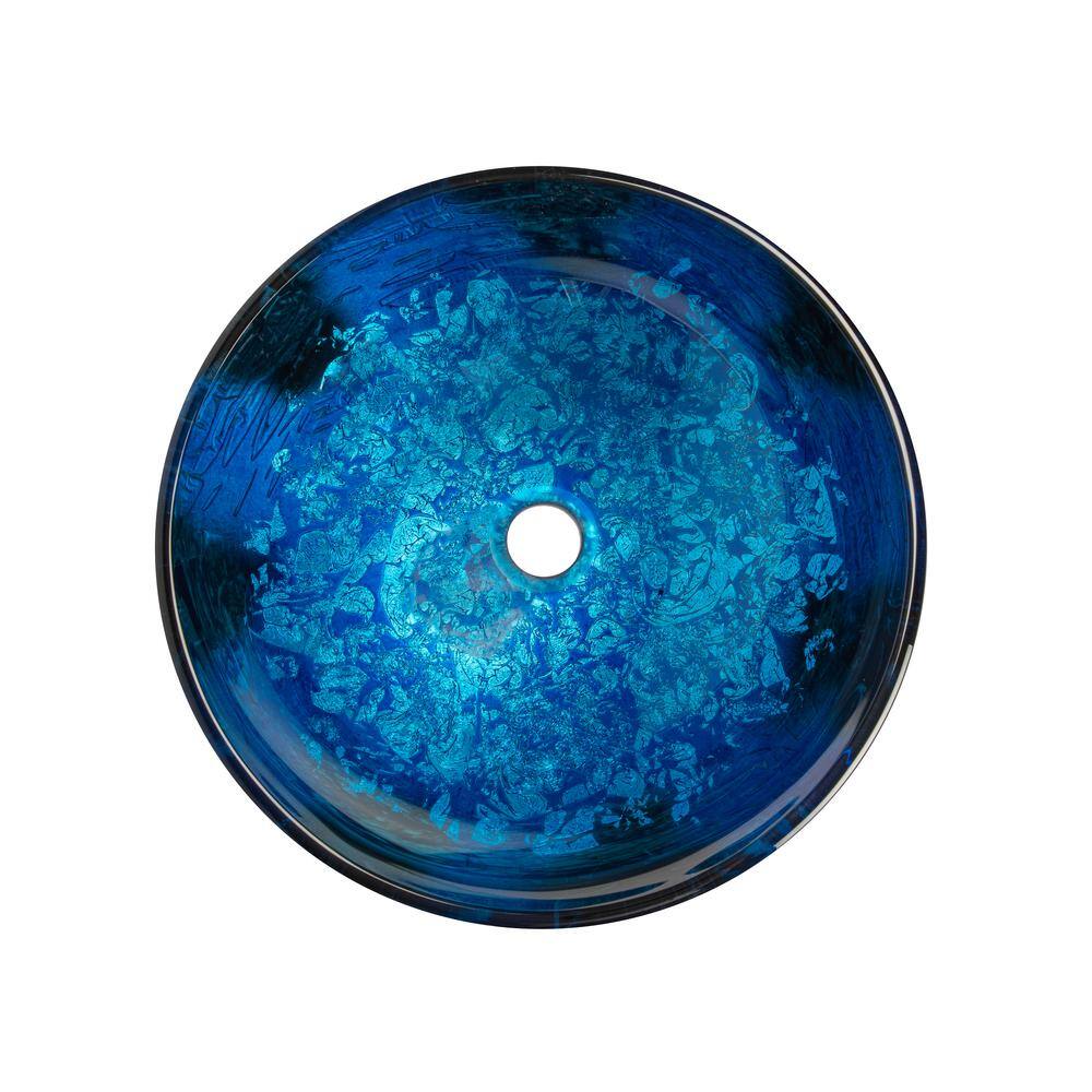 Eden Bath Vibrant Blue Foil Glass Vessel Sink EB_GS63