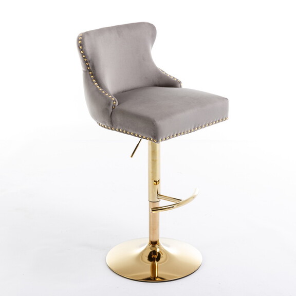 Seat Wide19.3 inches Golden Swivel Velvet Barstool...