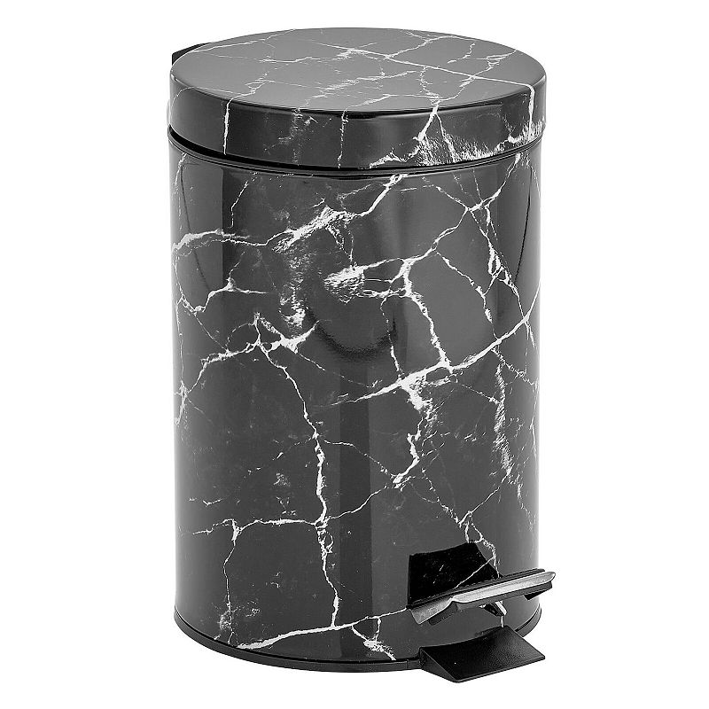 mDesign 3L Metal Round Step Garbage Trash Can with Removable Liner and Lid