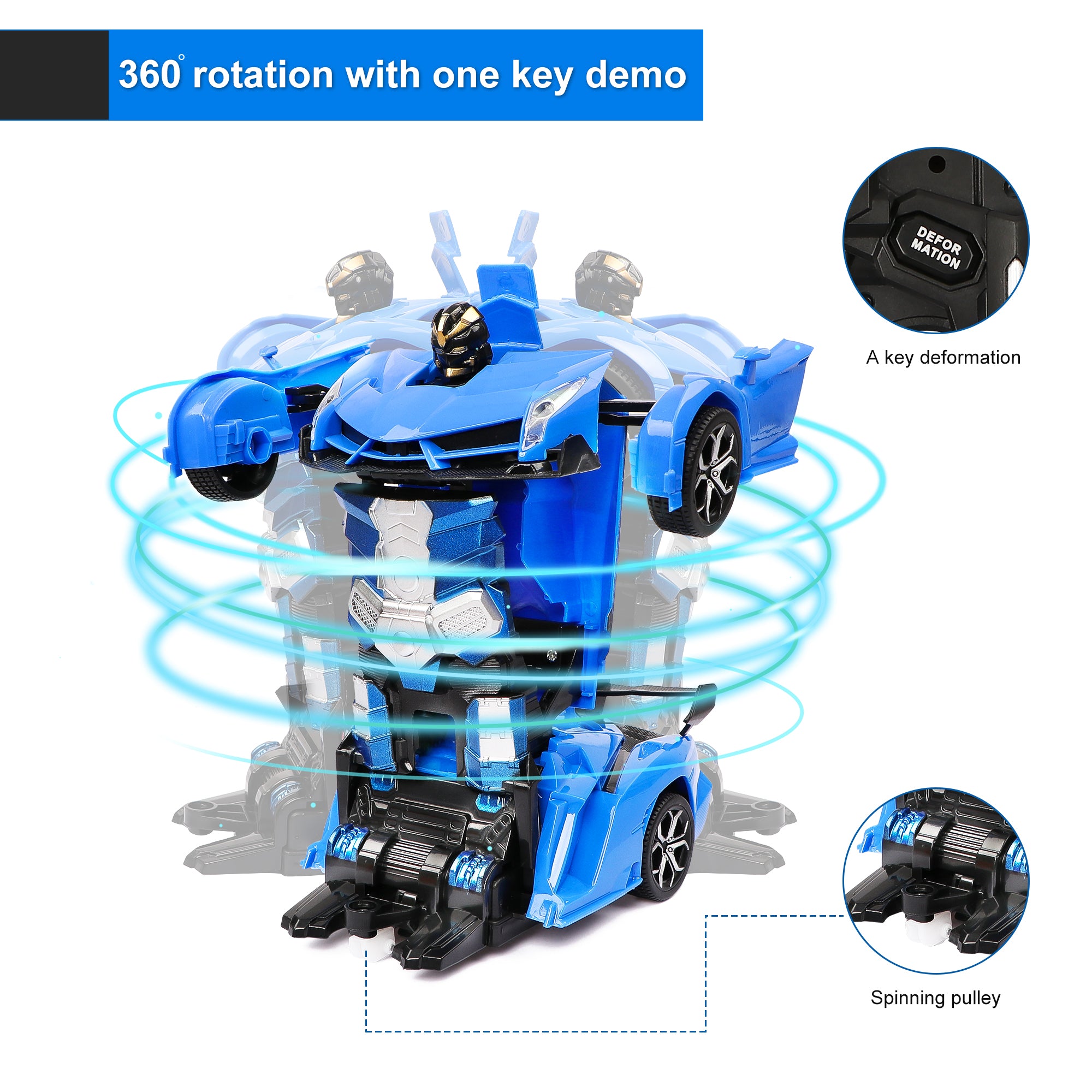 Hot Bee Remote Control Car，Transform Robot RC Cars for Kids 2.4Ghz 1:18 Rechargeable 360°Rotating Stunt Race Car Toys for Kids Boys