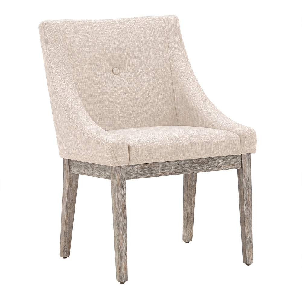 Voyager Button Tufted Slope Arm Linen Dining Chair (Set of 2) by iNSPIRE Q Artisan