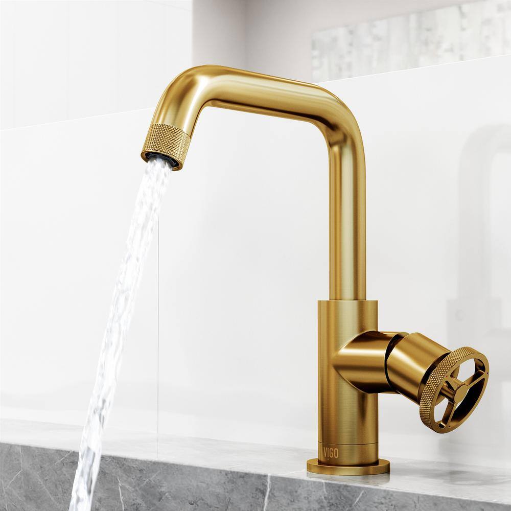 VIGO Cass Single Handle Single-Hole Bathroom Faucet in Matte Brushed Gold VG01047MG