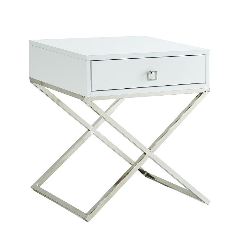 Cassie Side Table Square Lacquer-Finish Chrome