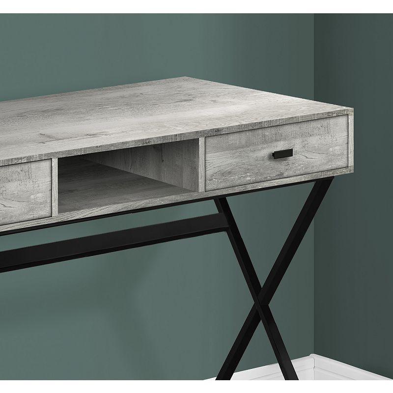 47.25 Charcoal Gray and Black Contemporary Rectangular Computer Desk