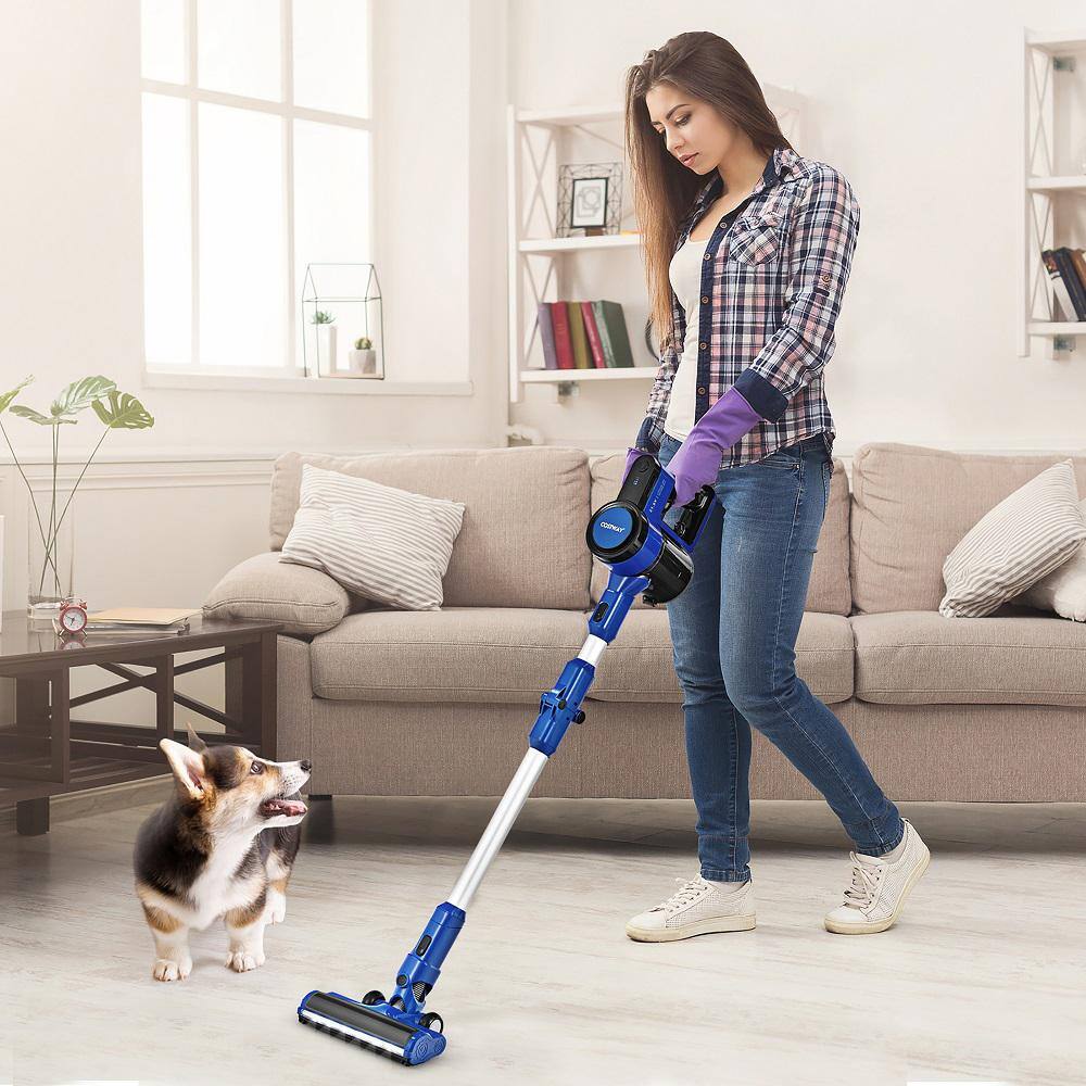 Costway Blue Cordless Bagless Stick Vacuum Cleaner 3-in-1 Handheld Vacuum Cleaner GX10006US-BL