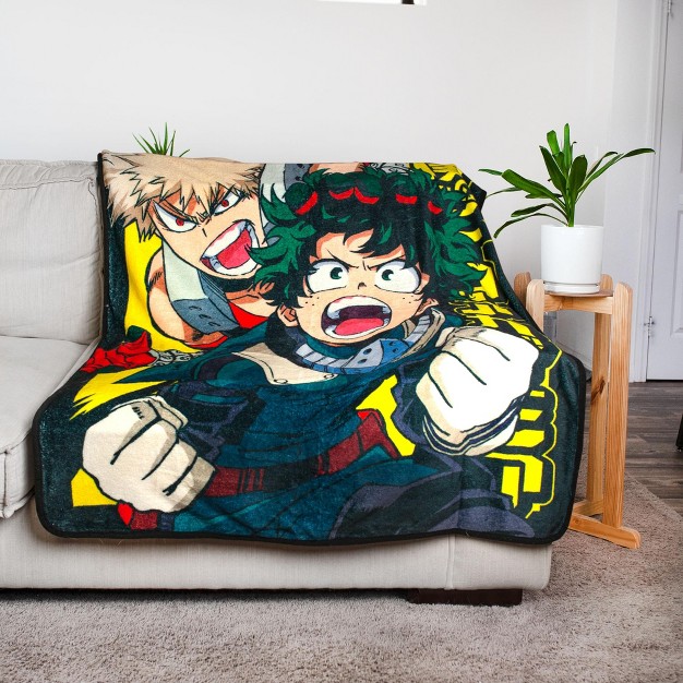 Just Funky My Hero Academia Izuku amp Katsuki Fleece Throw Blanket 45 X 60 Inches